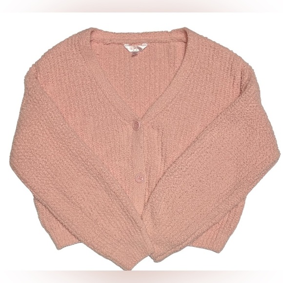 No Boundaries Juniors' Teddy Cardigan Pink Dusty Rose Textured Sweater XXL (19) - Picture 12 of 16